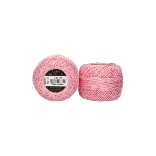 Anchor Perlgarn Stärke 8 - 10g Farbe 49 himbeerrosa - 82m