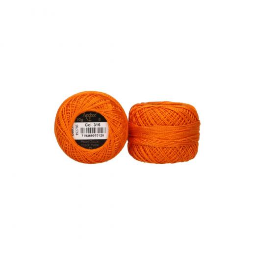 Anchor Perlgarn Stärke 8 - 10g Farbe 316 orange dunkel - 82m