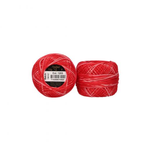 Anchor Perlgarn Stärke 8 - 10g Farbe 1203 rot ombre - 82m