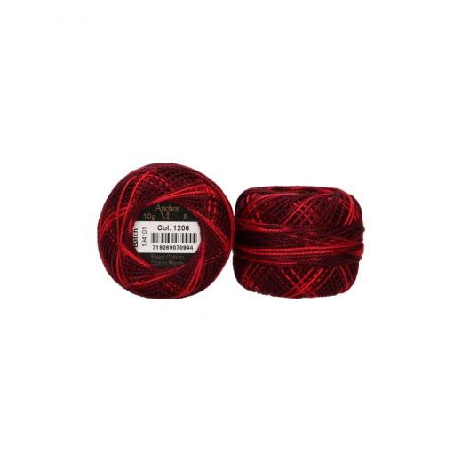 Anchor Perlgarn Stärke 8 - 10g Farbe 1206 rot ombre - 82m