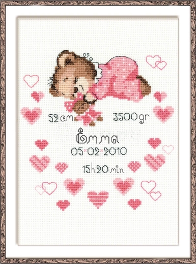 Riolis - Stickbild Girls Birth Announcement
