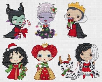 Stickvorlage Les Petites Croix De Lucie - Princesses Of Evil Celebrate Christmas