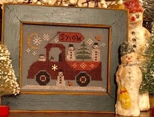 Stickvorlage Homespun Elegance Ltd - Traveling Snowmen Truck