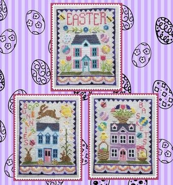 Stickvorlage Waxing Moon Designs - Easter House Trio
