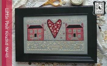Stickvorlage Annie Beez Folk Art - Little Pink Houses