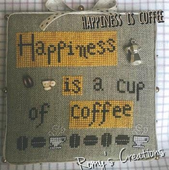 Stickvorlage Romys Creations - Happiness Is Coffee