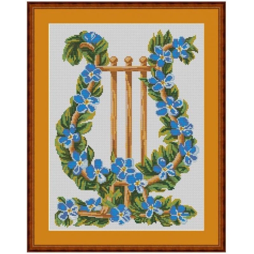 Blumenharfe blau - Kreuzstich-Insider (Stickvorlage)