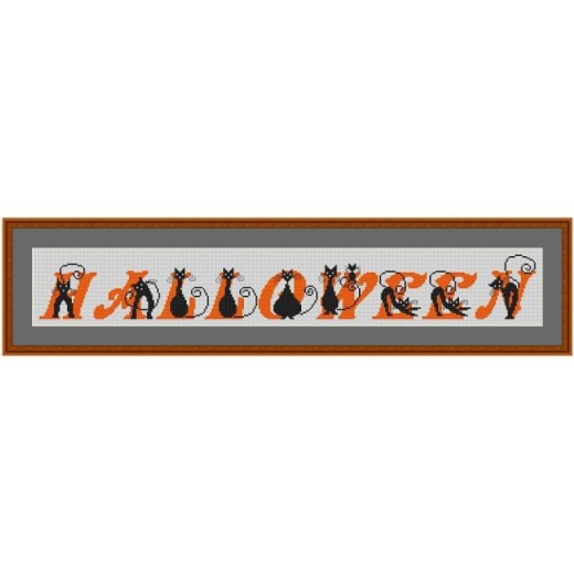 Stickvorlage Kreuzstich-Insider Halloweenschriftzug