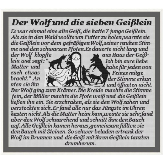 Stickvorlage Kreuzstich-Insider Der Wolf und die 7 Geißlein