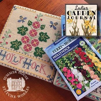 Stickvorlage Summer House Stitche Workes - Ladies Garden Journal 2 Holly Hock (Ausverkauf)
