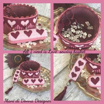 All I Need Is Love Sewing Basket - Mani Di Donna (Stickvorlage)