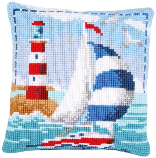 Vervaco Verachtert - Kreuzstichkissen Leuchtturm & Segelboot