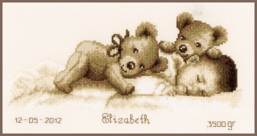 Vervaco Verachtert - Geburtsbild Baby mit Teddybären