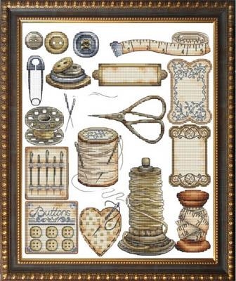 Vintage Sewing Accessories - Les Petites Croix De Lucie (Stickvorlage)