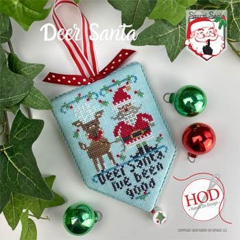 Stickvorlage Hands On Design - Secret Santa - Deer Santa