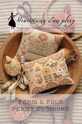 Stickvorlage Heartstring Samplery - Farm & Folk Penny Cushions