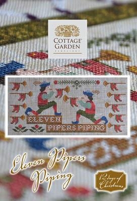 Stickvorlage Cottage Garden Samplings - Eleven Pipers Piping