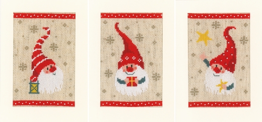 Vervaco Verachtert - Passepartoutkarten Weihnachtswichtel 3er-Set