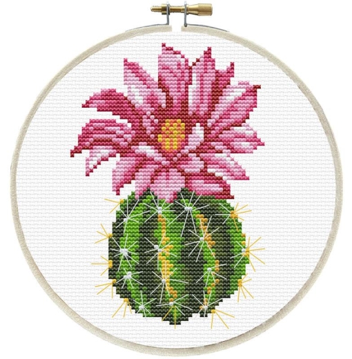 Stickpackung Needleart World - Pink Cactus mit Stickring