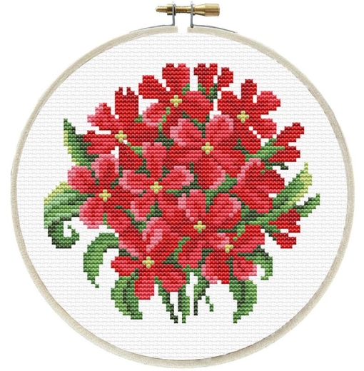 Stickpackung Needleart World - Red Bouquet mit Stickring