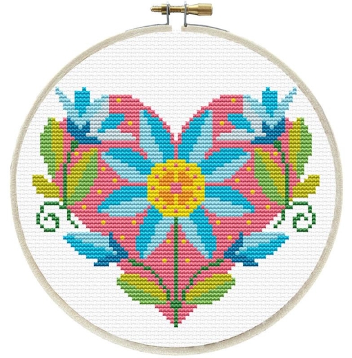 Stickpackung Needleart World - Floral Heart mit Stickring