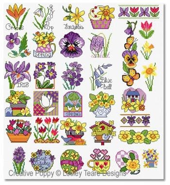 Spring Flower Motifs - Lesley Teare (Stickvorlage)