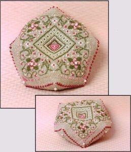 Stickvorlage The Sweetheart Tree - Cherry Blossoms Biscornue Pincushion w/beads