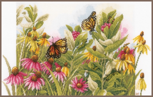 Lanarte Stickpackung - Schmetterlinge & Kornblumen