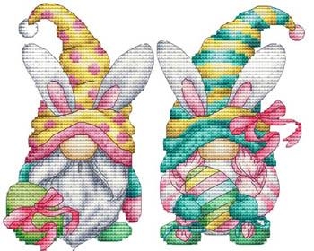 Mr And Mrs Easter Gnome - Les Petites Croix De Lucie (Stickvorlage)