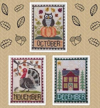 Stickvorlage Waxing Moon Designs - Monthly Trios - October, November, December