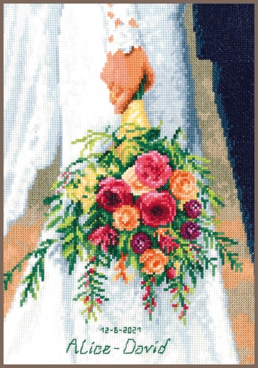 Vervaco Verachtert - Stickbild Hochzeit Brautstrauß