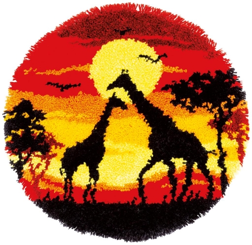 Knüpfteppich Verachtert/Vervaco - Giraffen im Sonnenuntergang