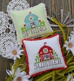 Stickvorlage Annie Beez Folk Art - Bitty Barns Spring & Summer