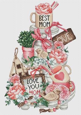 Mothers Day On A Platter - Les Petites Croix De Lucie (Stickvorlage)