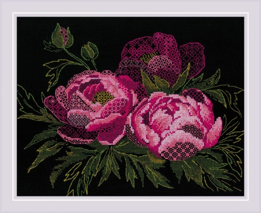 Riolis - Stickbild Lace Peonies