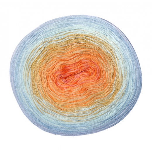Woolly Hugs Bobbel Cotton XXL - mandarin-hellblau-flieder (613)