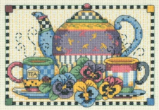 Stickpackung Dimensions - Teatime Pansies