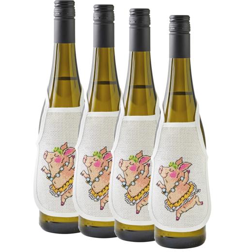 Permin of Copenhagen - Flaschenschürzen Schweine mit Perlen 4er-Pack