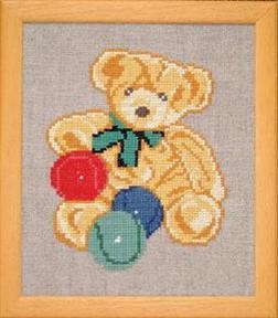 Fremme Stickpackung - Teddybär mit Bällen 24x28 cm