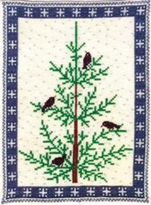 Fremme Stickpackung - Tannenbaum mit Vögeln