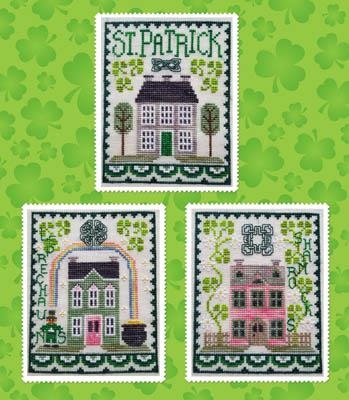 Stickvorlage Waxing Moon Designs - St. Patricks House Trio