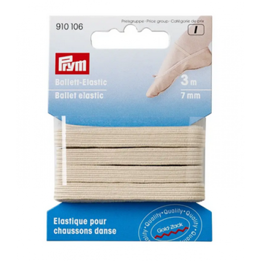 Ballett-Elastic 7 mm beige - 3 m-Karte - Prym