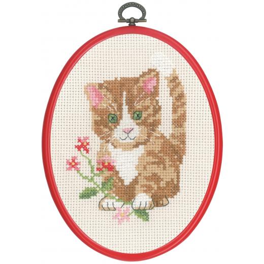 Permin of Copenhagen Stickpackung - Rote Katze mit Stickring