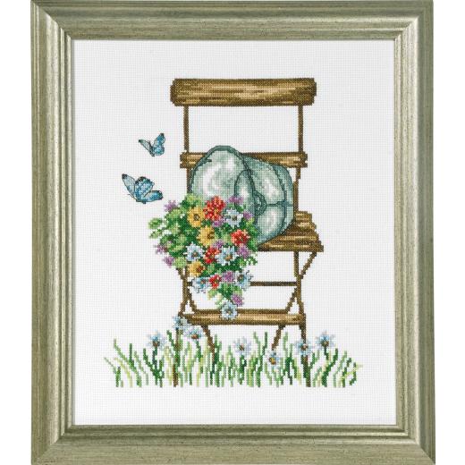 Stuhl mit Blumen - Stickpackung Permin