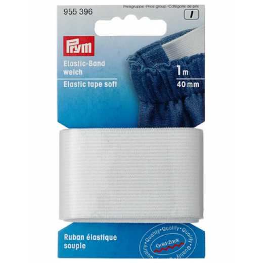 Elastic-Band weich 40 mm weiß - 1 m-Karte - Prym