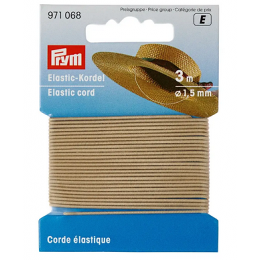 Elastic-Kordel 1,5 mm hellbeige - 3 m-Karte - Prym