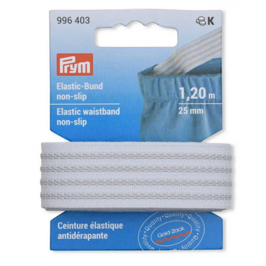 Elastic-Bundband non-slip 25 mm weiß - 1,2 m-Karte - Prym