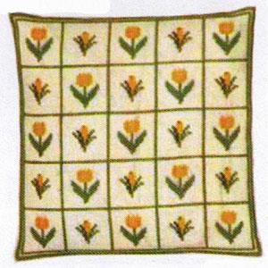 Haandarbejdets Fremme - Kissen Gelbe Blumen (Stickpackung)