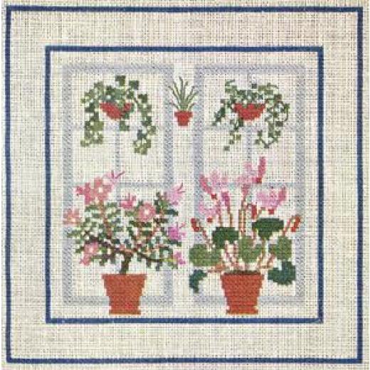 Fenster mit Azaleen - Haandarbejdets Fremme (Stickpackung)