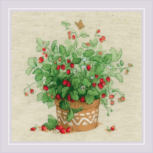 Riolis - Stickbild Strawberries in a Pot